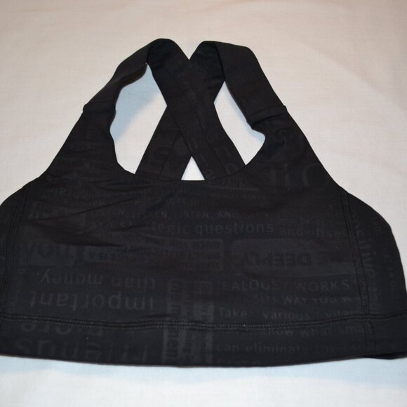 Lululemon Womens All Sport Bra Size 6 Classic Manifesto Embossed Black Yoga‎ Run - Picture 3 of 8